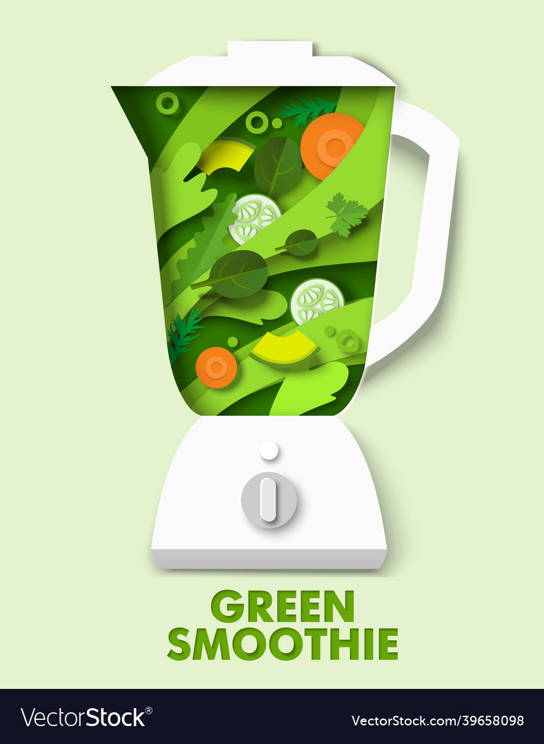 Blender with delicious green vegetable smoothie Vector Image