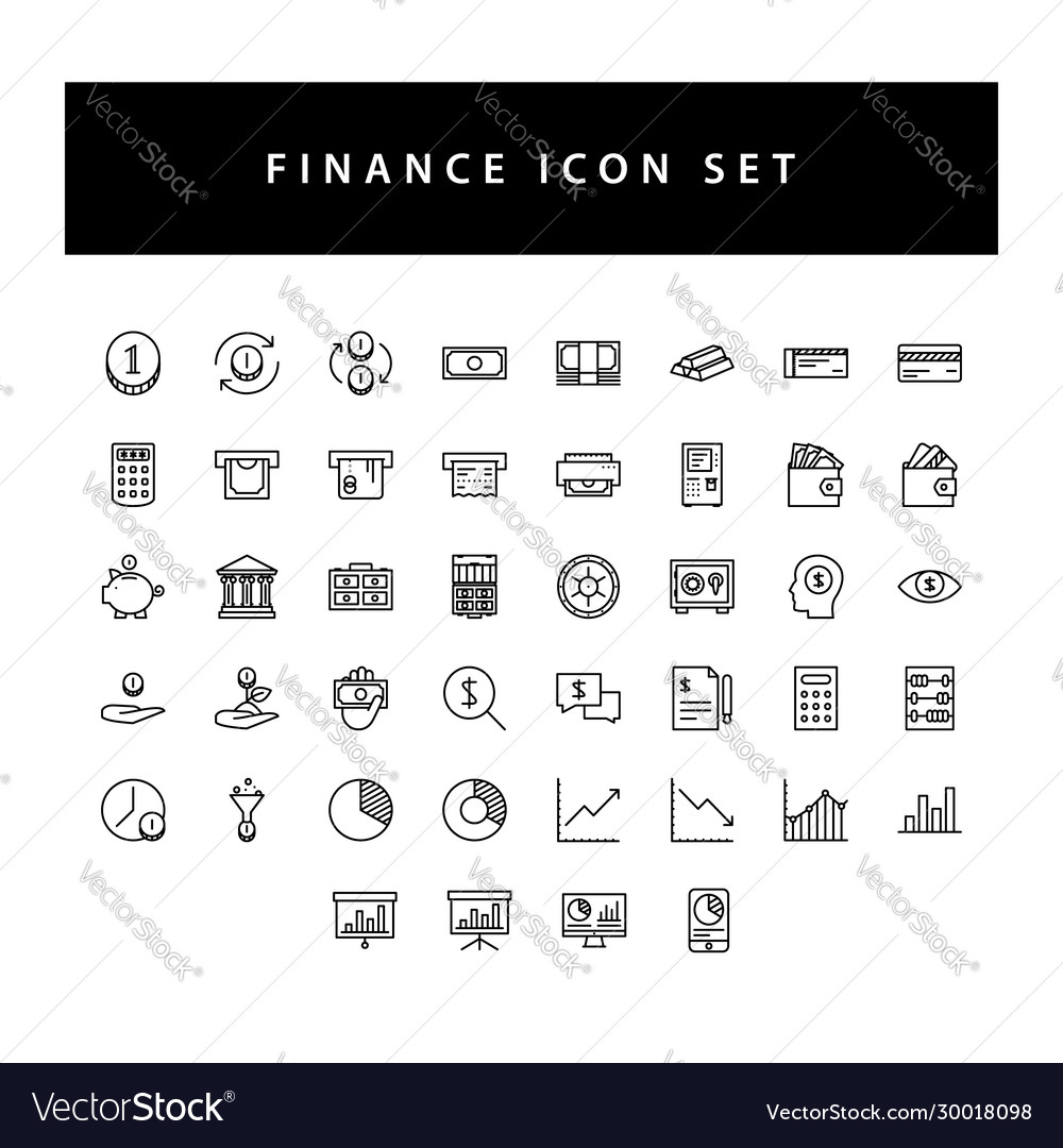 Business and finance icon set with black color