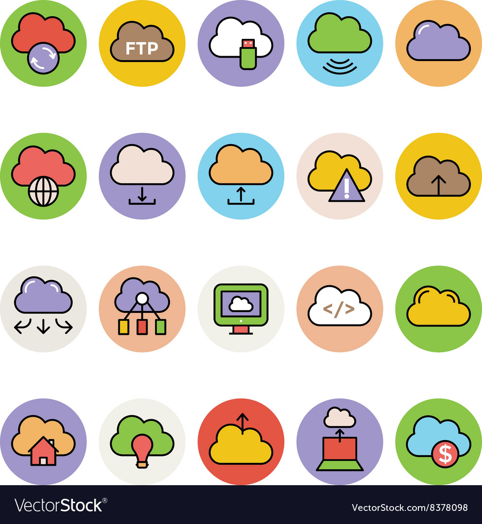 Cloud computing colored icons 4