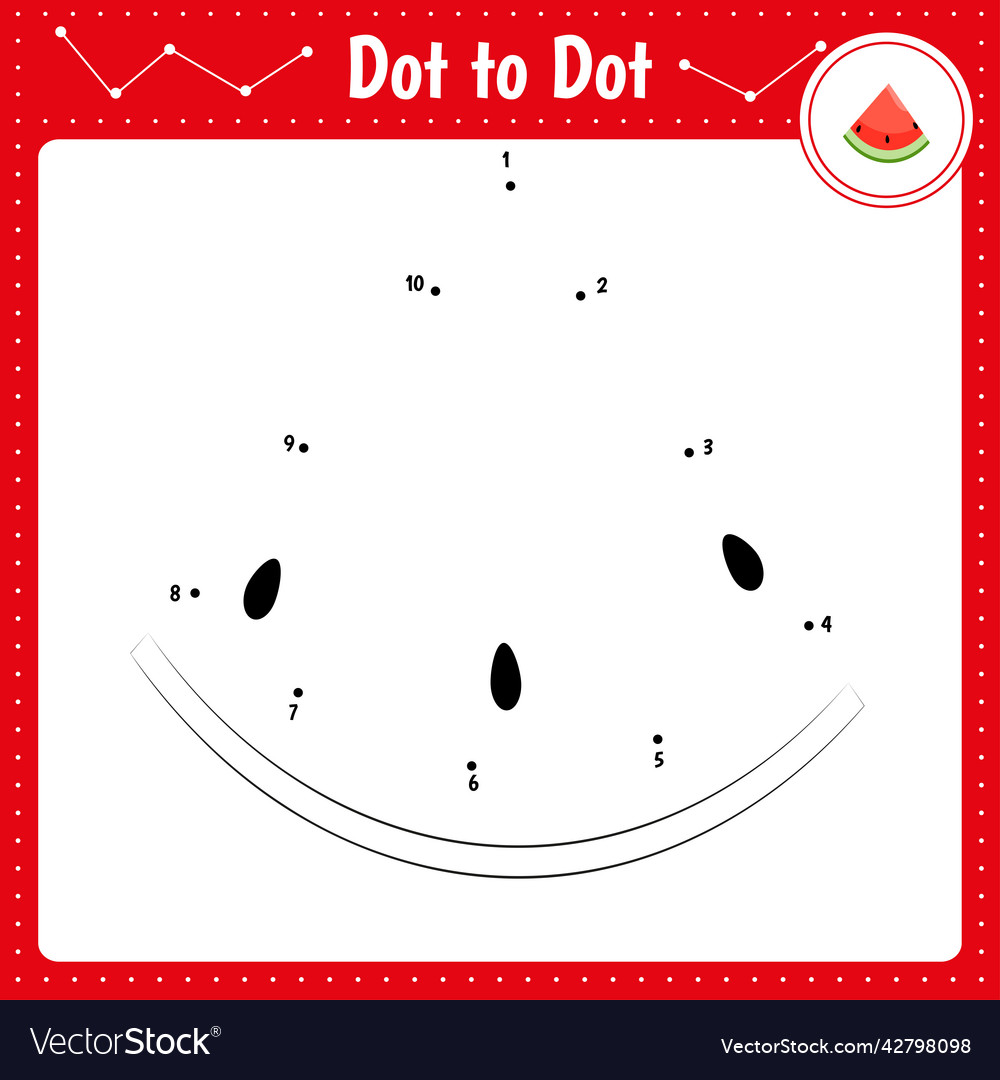 Connect the dots watermelon fruit berry dot Vector Image