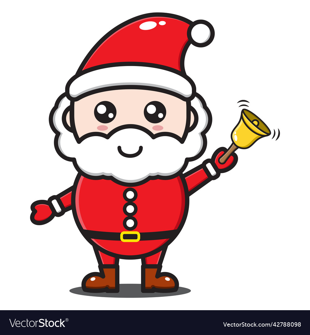 Cute santa claus cartoon holding a bell