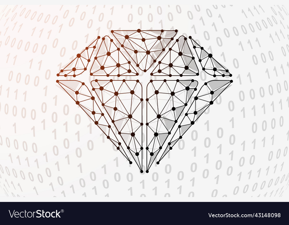 Diamond 3D Low Poly with Binary Code
