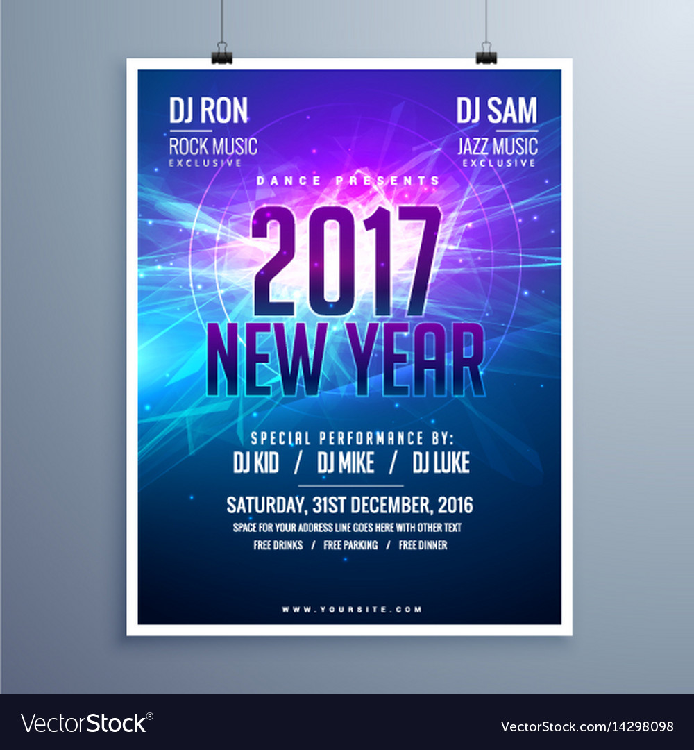 happy new year 2017 flyer layout template with vector image flyer layout free