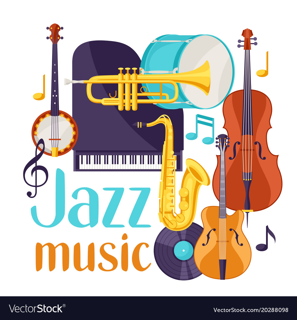 Jazz music festival background with musical Vector Image