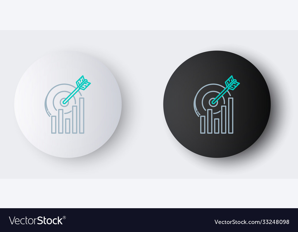Line target with graph chart icon isolated on grey vector image Line target with graph chart icon isolated on grey