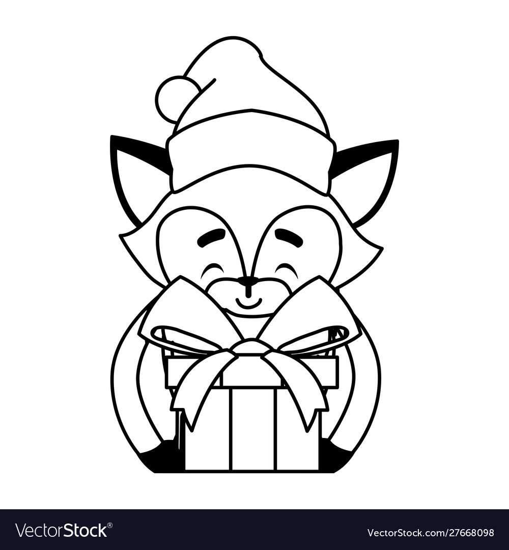 Merry christmas fox cartoon design Royalty Free Vector Image