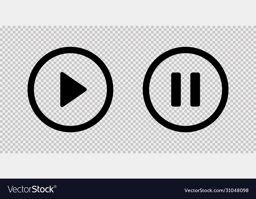 Play and pause button black icons isolated vector image Play and pause button black icons isolated