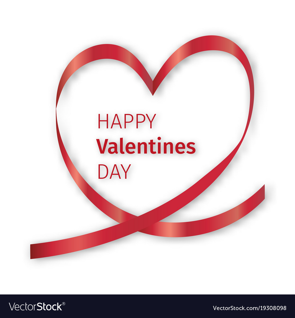 Red ribbon heart valentine Royalty Free Vector Image