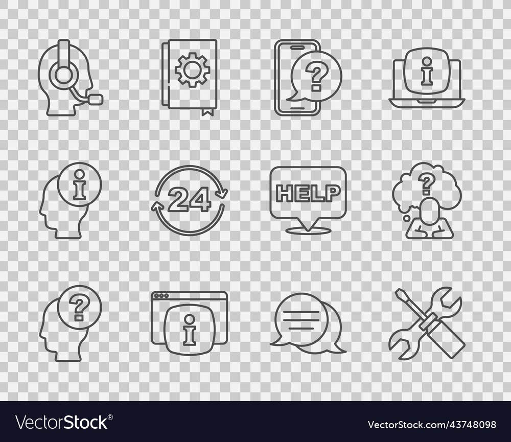 Set line head with question mark screwdriver vector image Set line head with question mark screwdriver