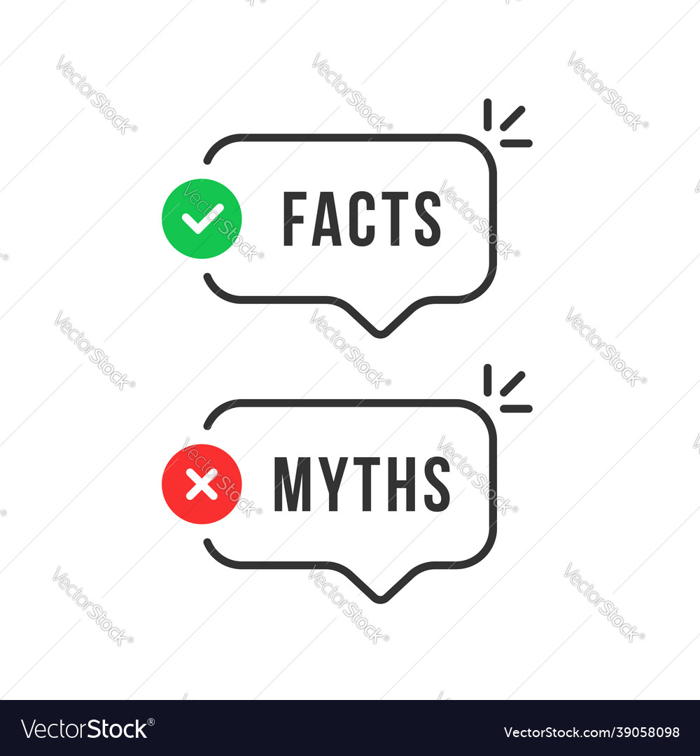 Thin line speech bubbles with facts and myths