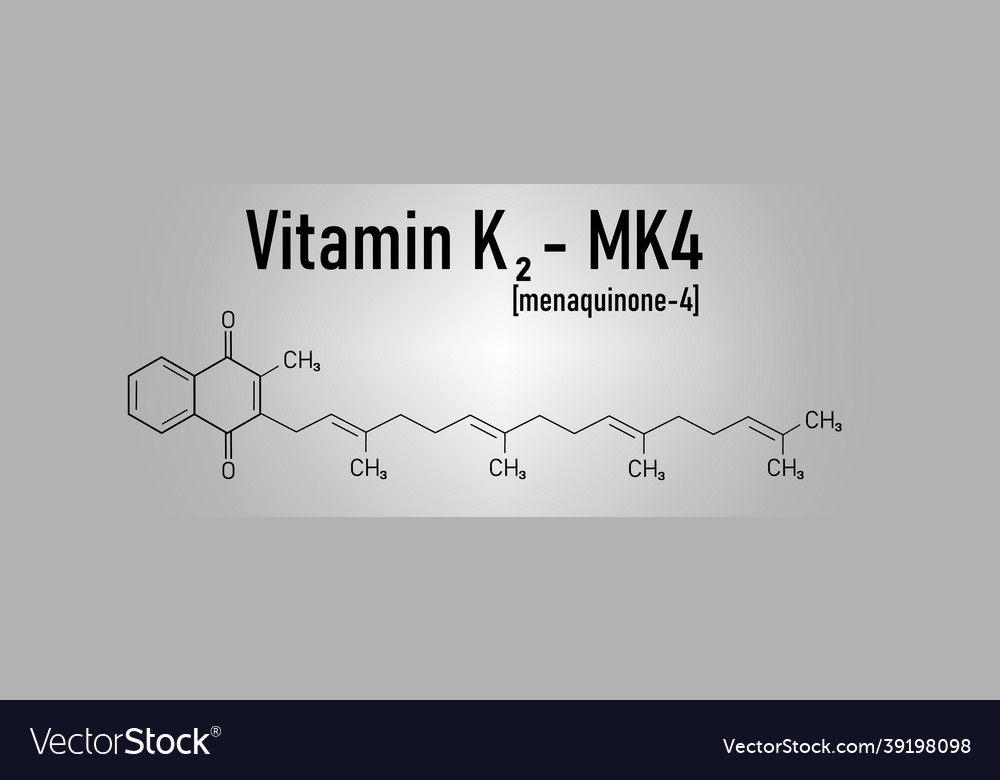 Vitamin k2 skeletal chemical formula Royalty Free Vector