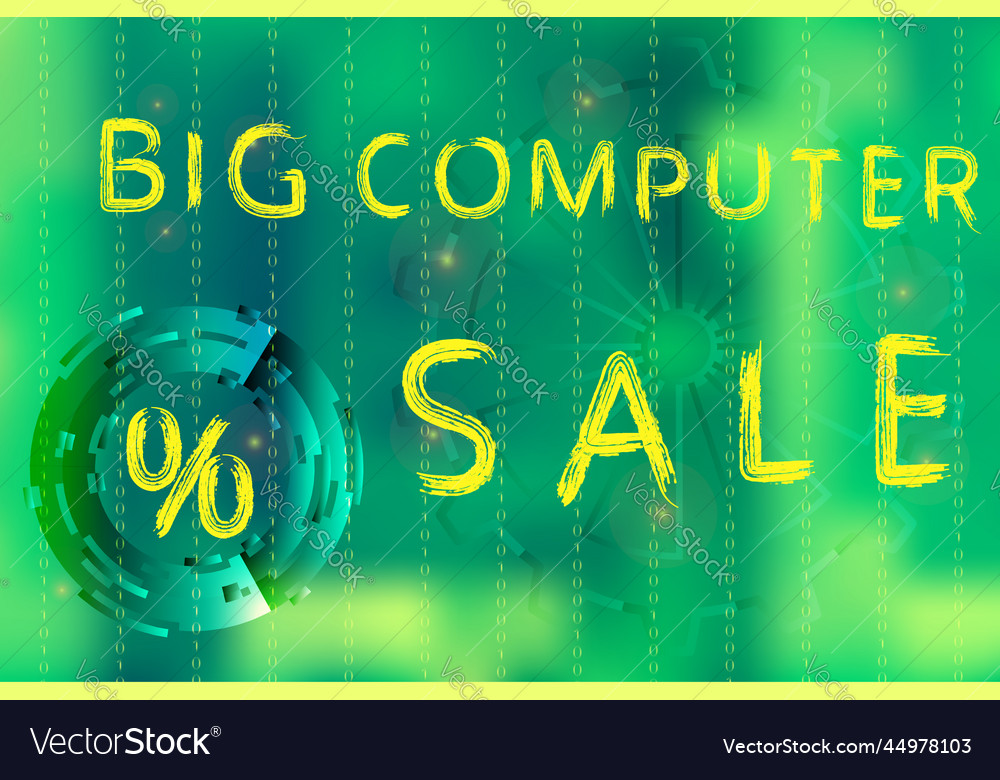 Big computer sale lettering with brush on yellow Vector Image
