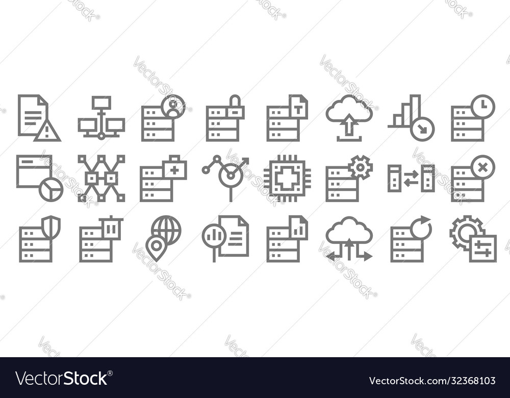 Big data line icons linear set quality vector image Big data line icons linear set quality