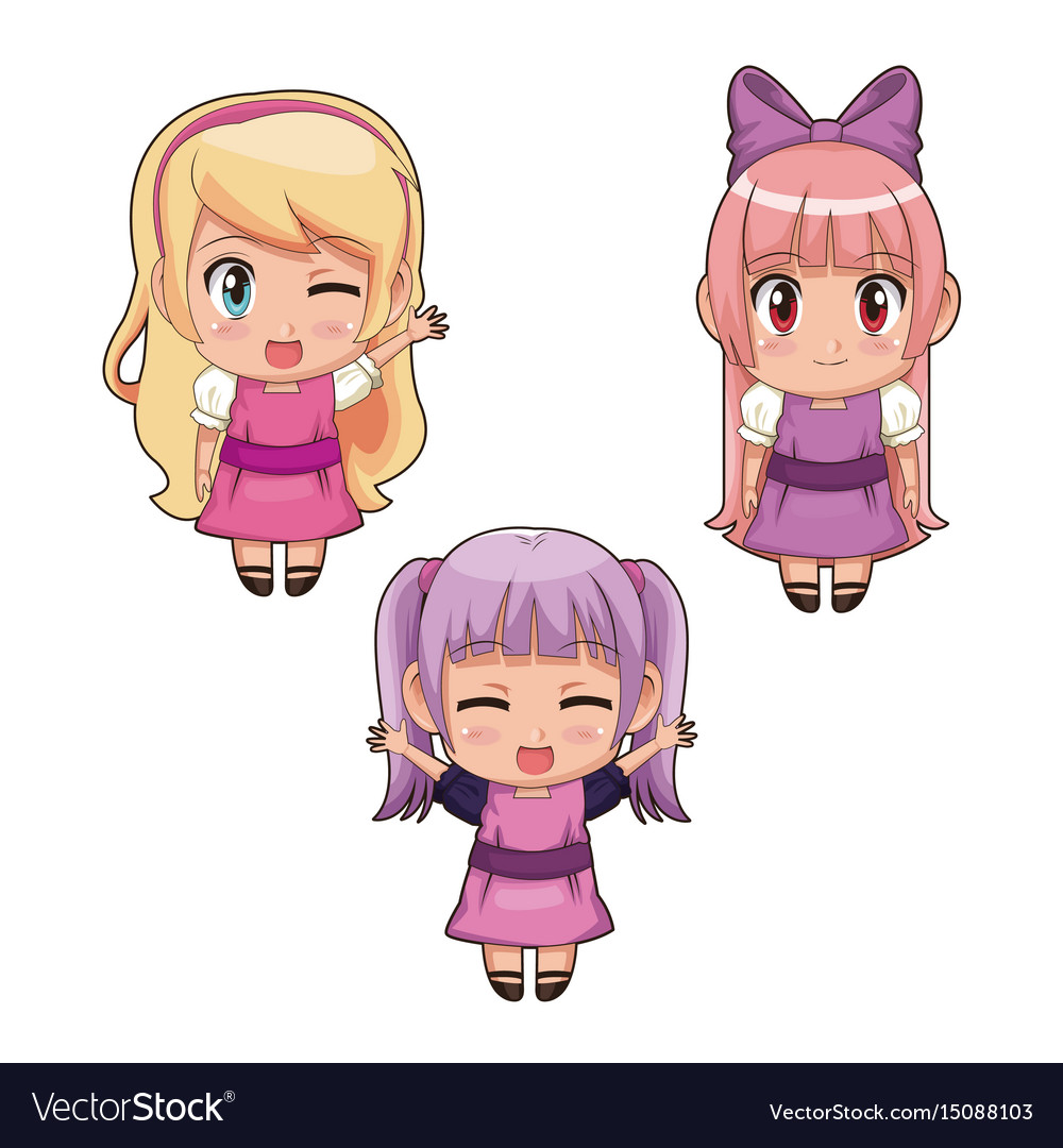 Premium Vector  Icon set anime girls