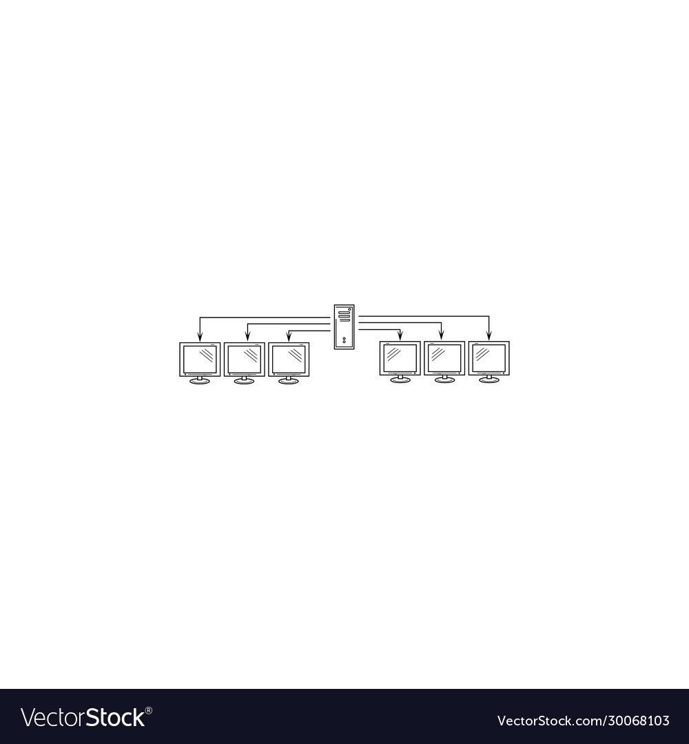 Computer case and six arrows pointing vector image Computer case and six arrows pointing