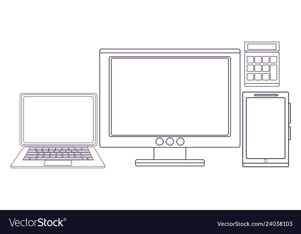Computer with cellphone vector image Computer with cellphone