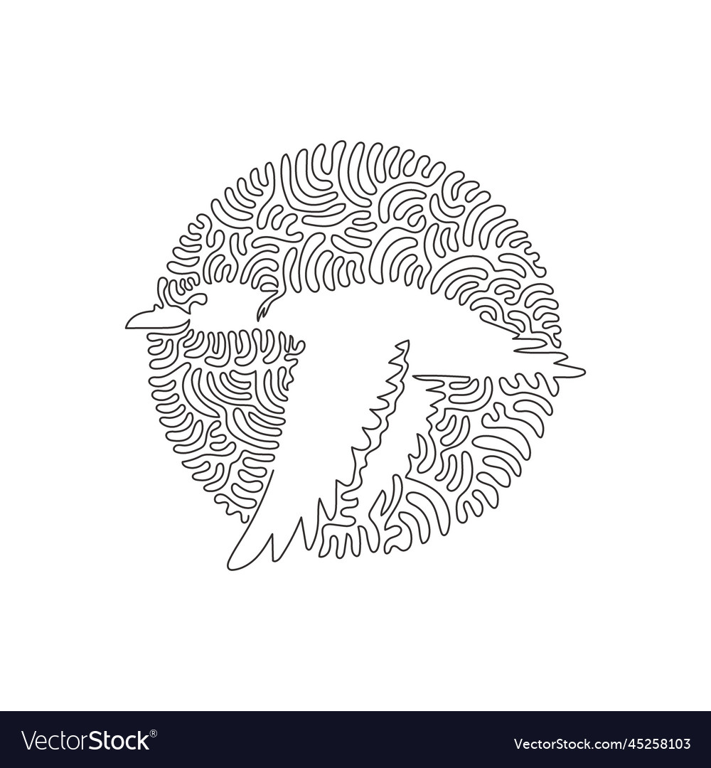 Continuous curve one line drawing of flaying Vector Image Continuous curve one line drawing of flaying