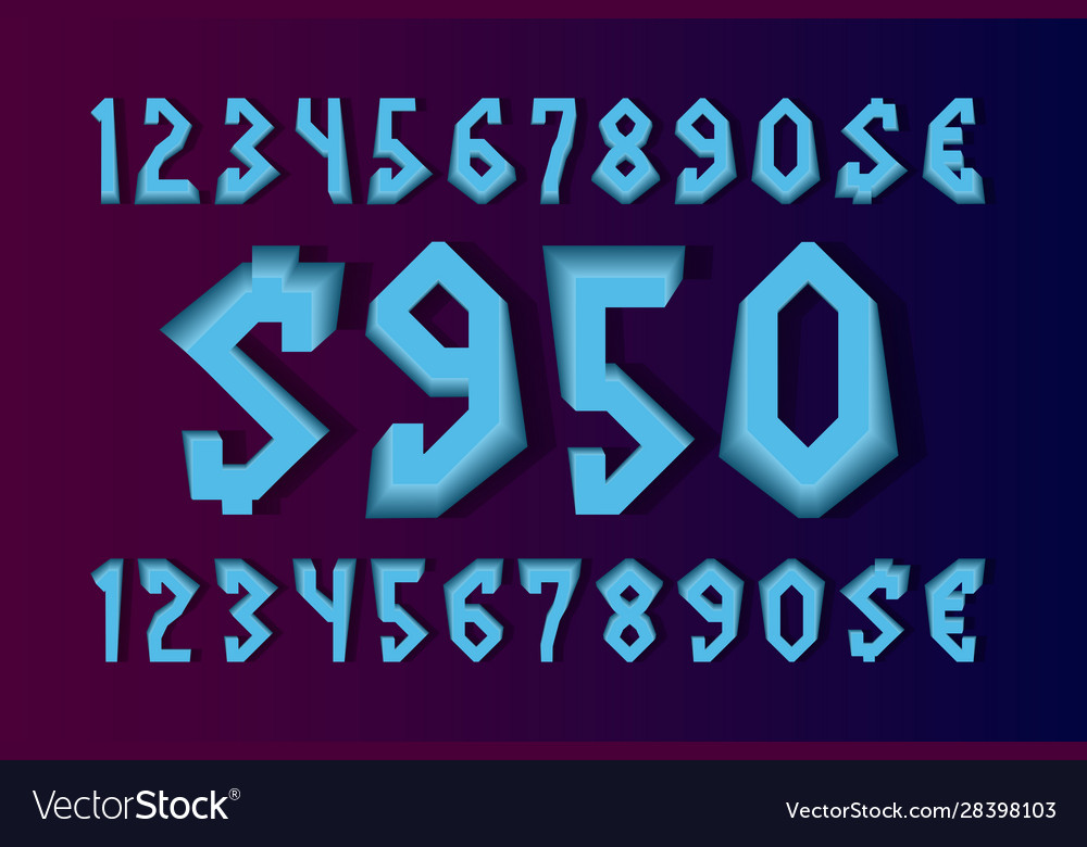 Crystal dual set numbers with currency signs