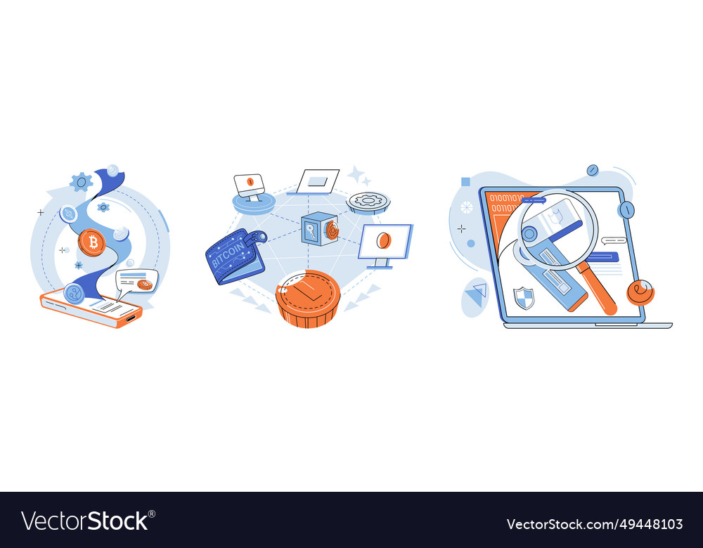 Defi blockchain technology powers secure vector image Defi blockchain technology powers secure