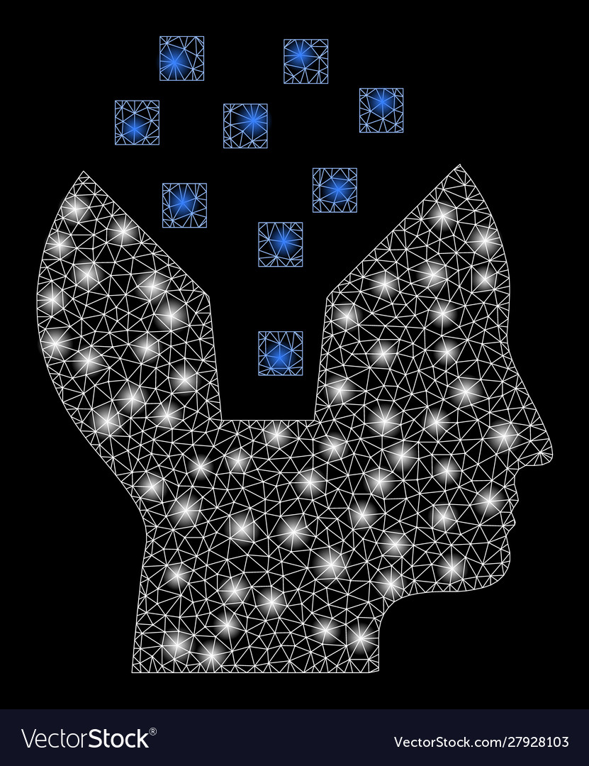 Flare mesh wire frame human memory with vector image Flare mesh wire frame human memory with