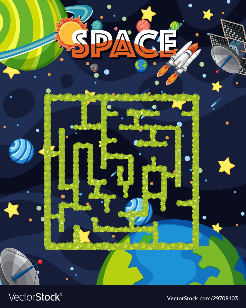Game template with many planets in background vector image Game template with many planets in background