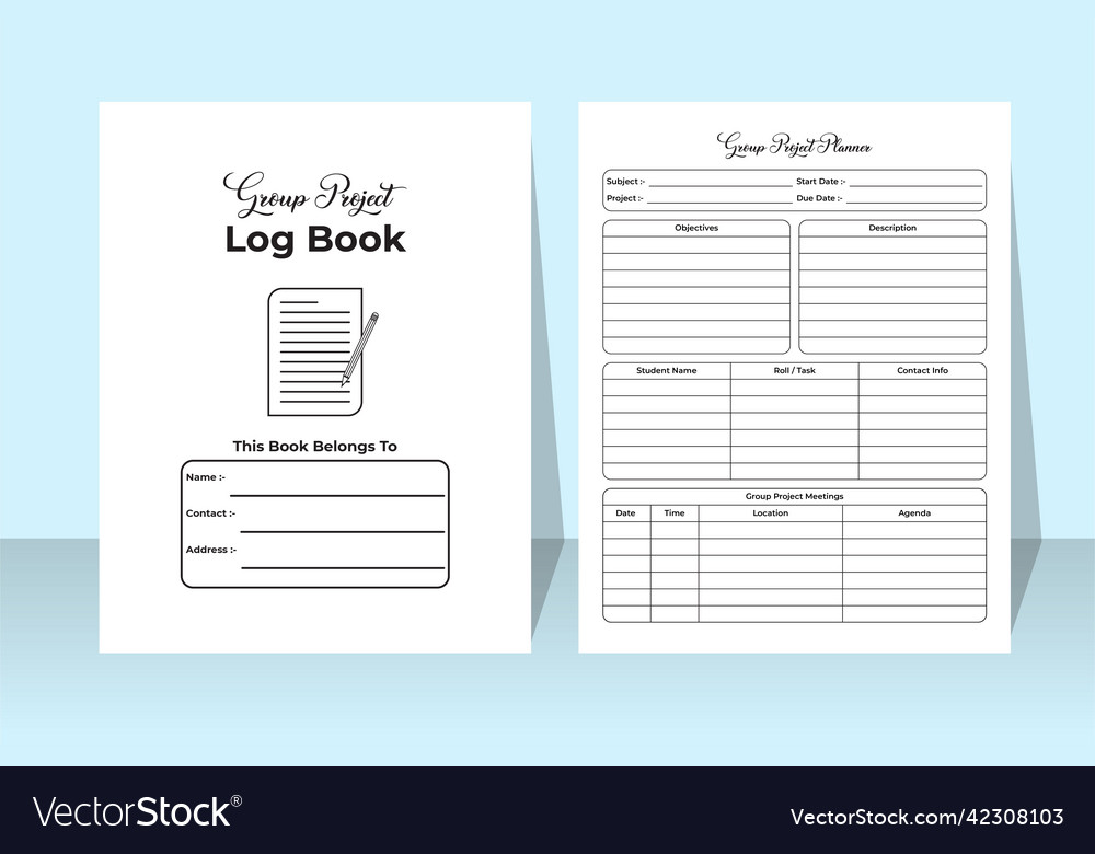 Group project logbook kdp interior school Vector Image