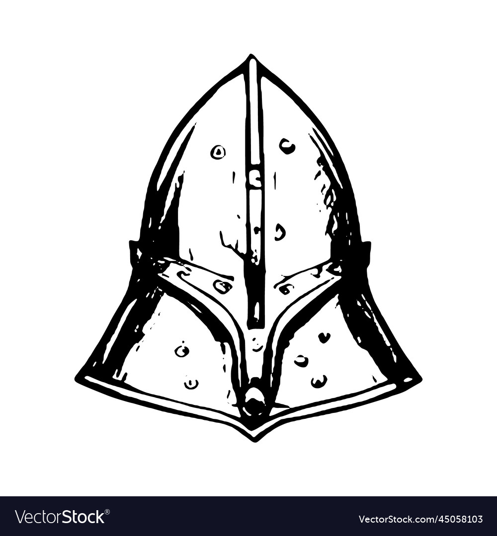 Hand drawn a medieval helmet