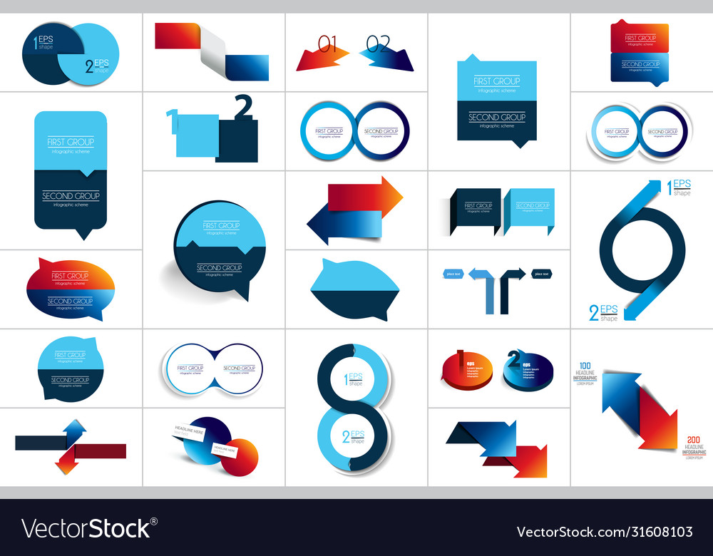 Mega set two elements steps chart diagram