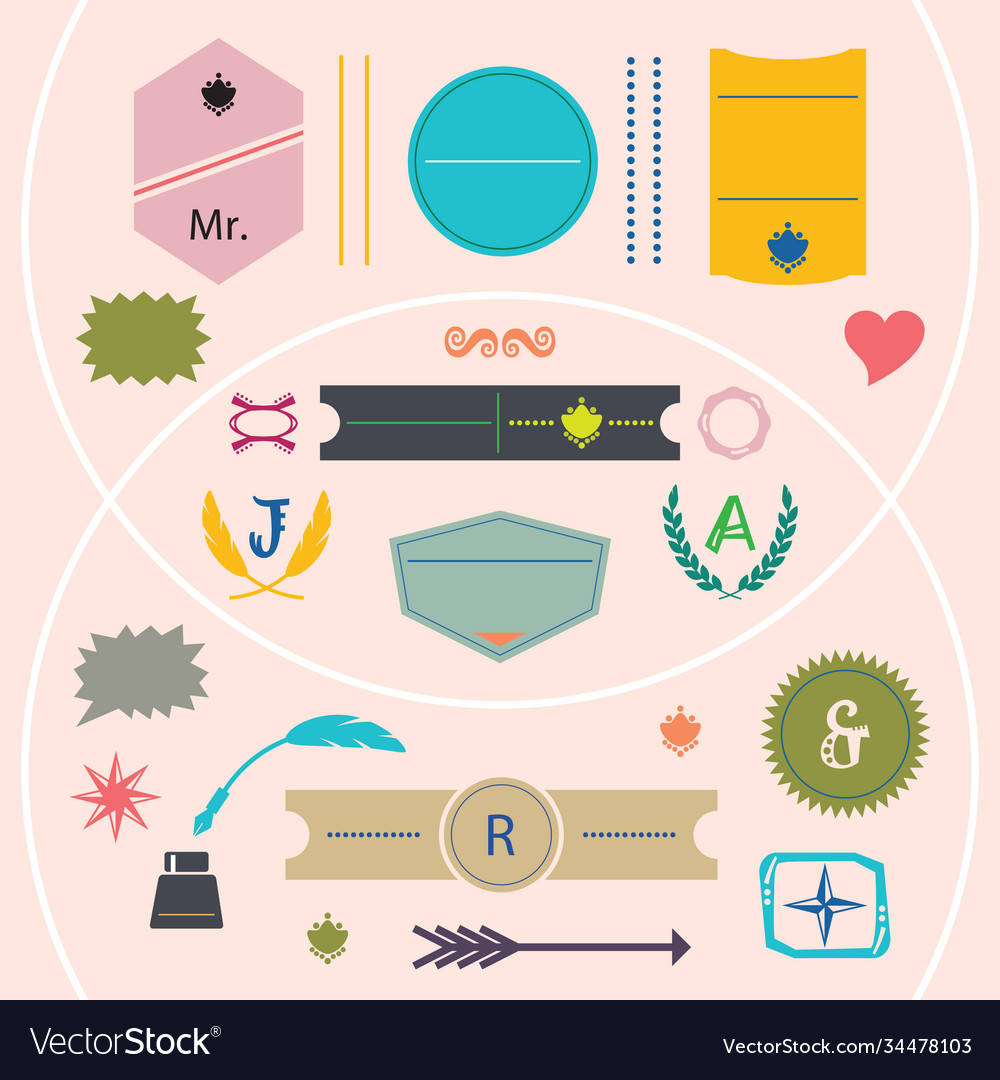 Modern colorful and cute empty emblems set vector image Modern colorful and cute empty emblems set