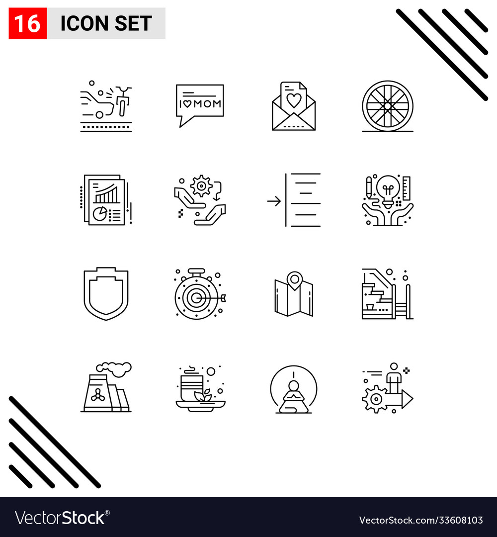 Modern set 16 outlines pictograph hand