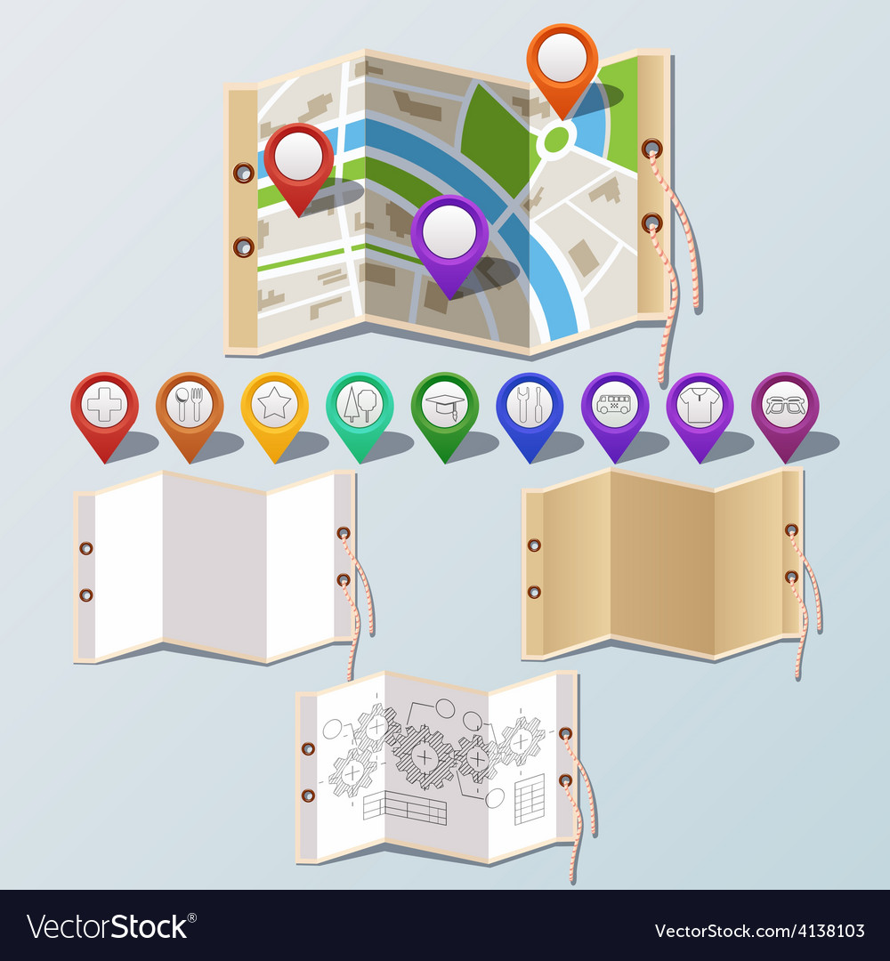 Navigation and paper set Royalty Free Vector Image