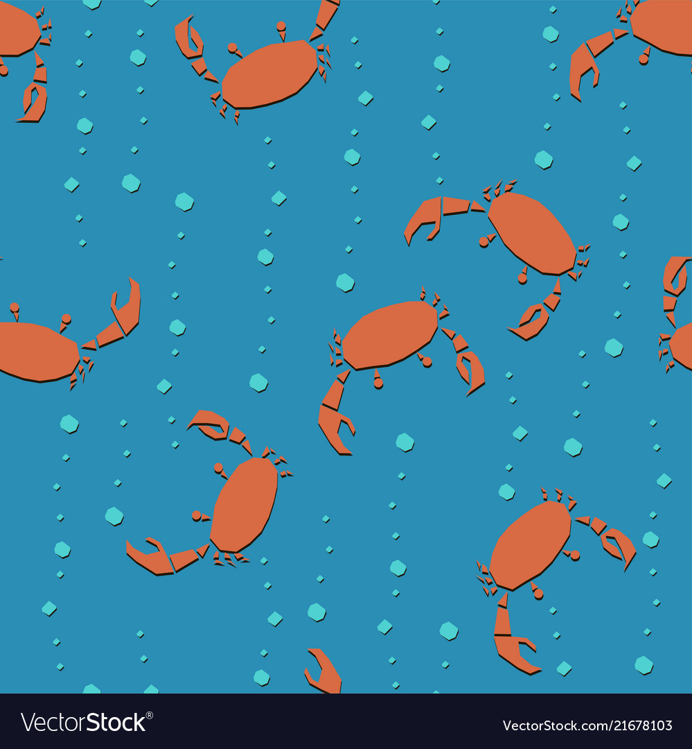 Paper application with red crabs and bubbles vector image Paper application with red crabs and bubbles