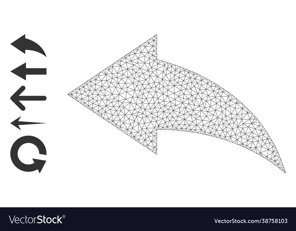 Polygonal mesh undo icon with simple symbols vector image Polygonal mesh undo icon with simple symbols