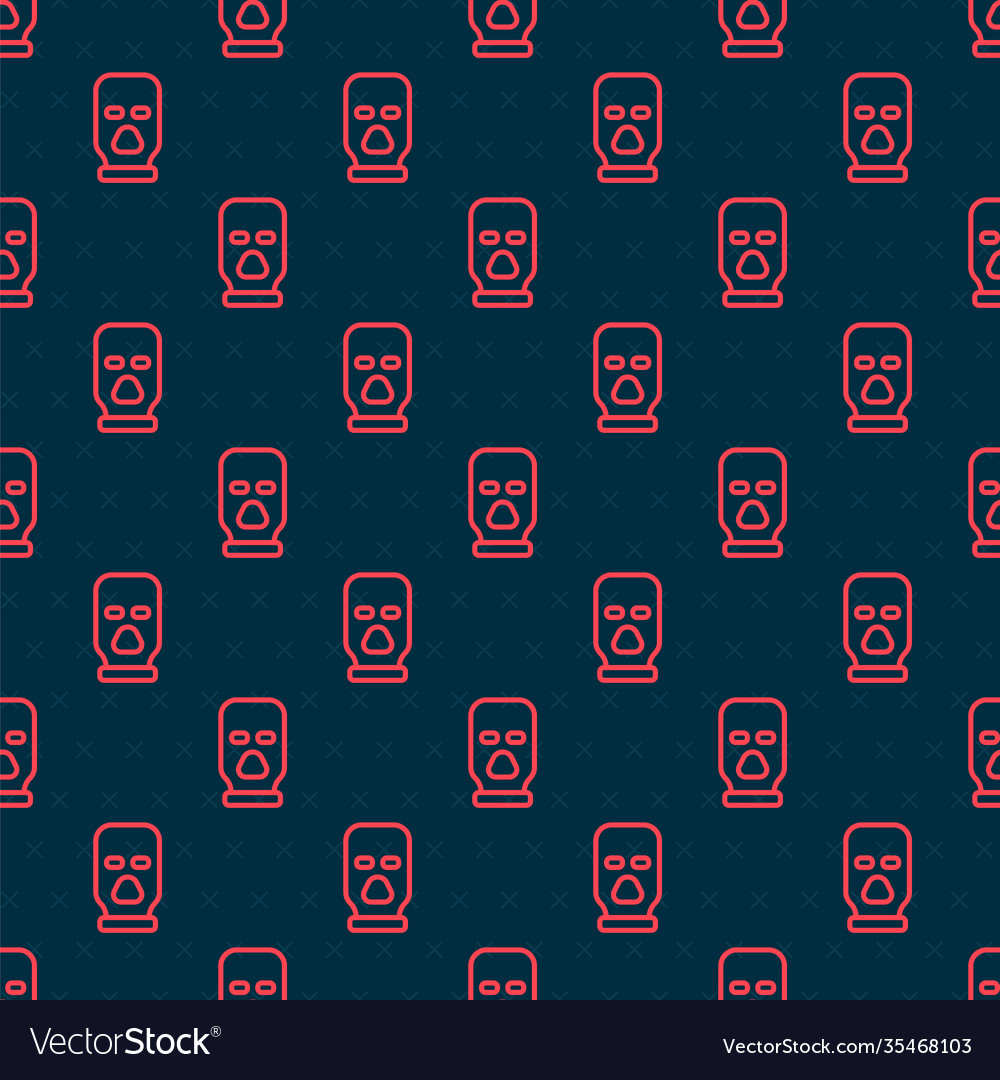 Red line balaclava icon isolated seamless pattern vector image Red line balaclava icon isolated seamless pattern
