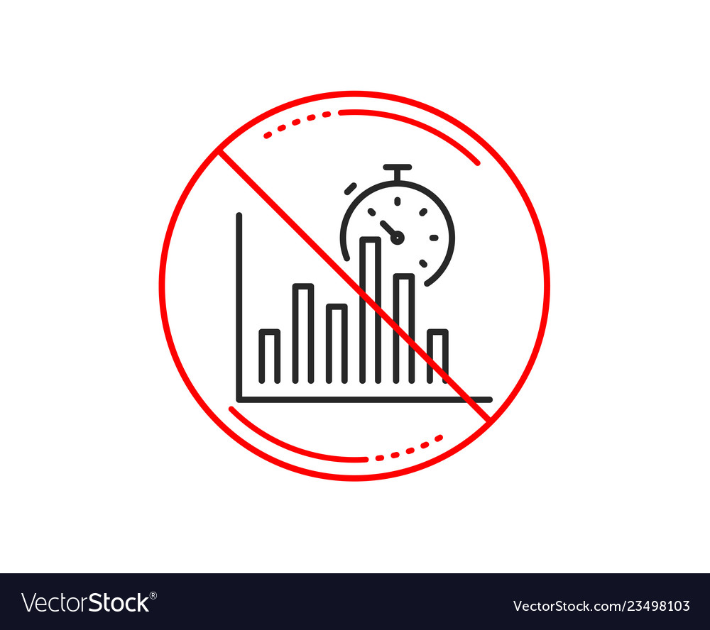 Report timer line icon column graph sign vector image Report timer line icon column graph sign