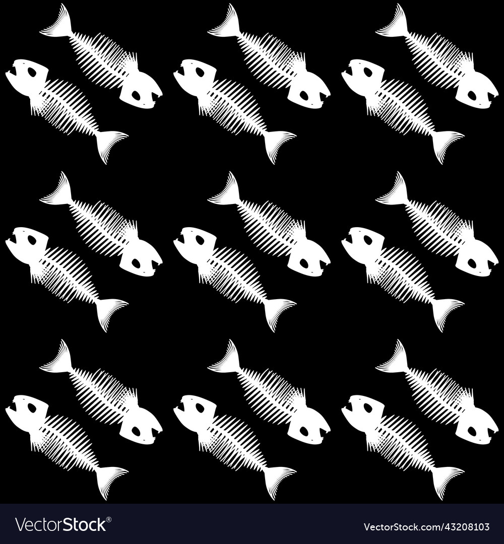 Seamless pattern with fish skeletons endless vector image Seamless pattern with fish skeletons endless