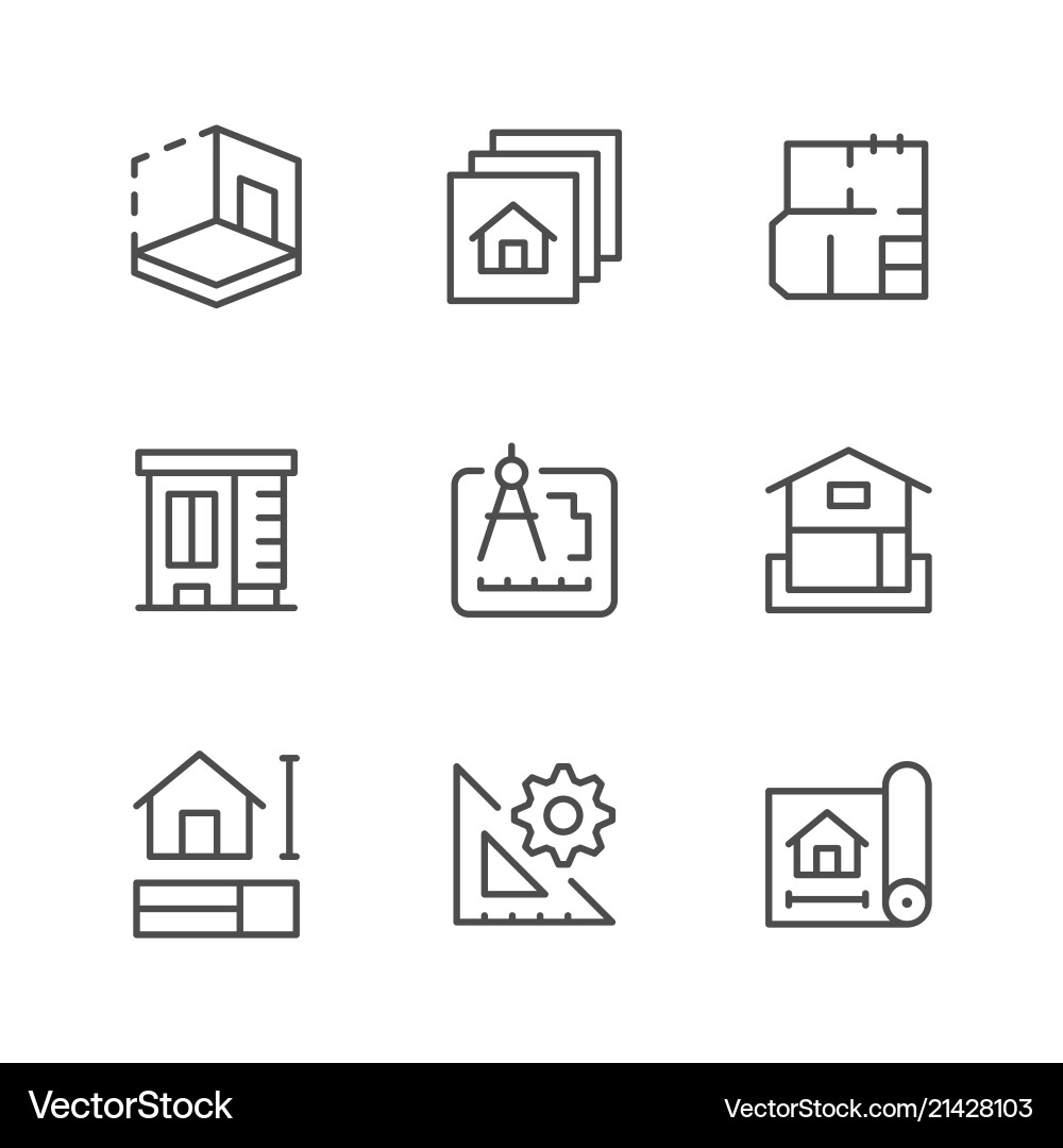 Set line icons of architectural Royalty Free Vector Image