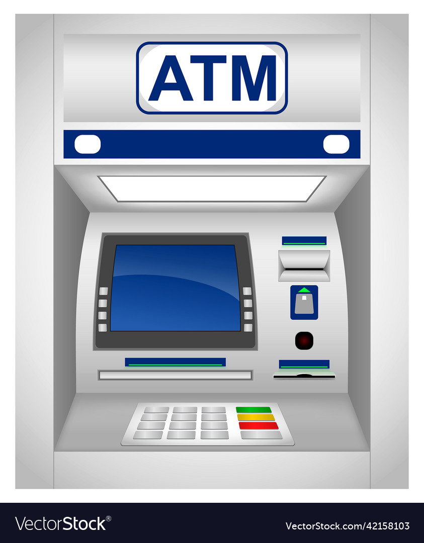 Set of realistic atm machine isolated or bank