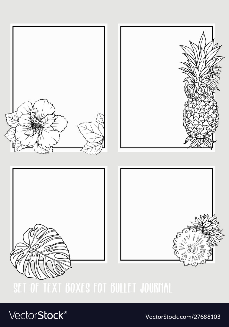 Set text boxes for bullet journal or notes vector image Set text boxes for bullet journal or notes
