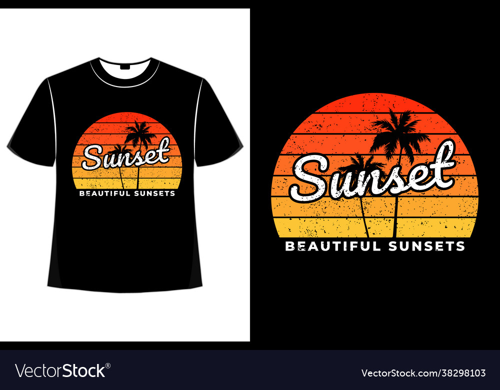 T-Shirt Strand Sonnenuntergang schöne Retro