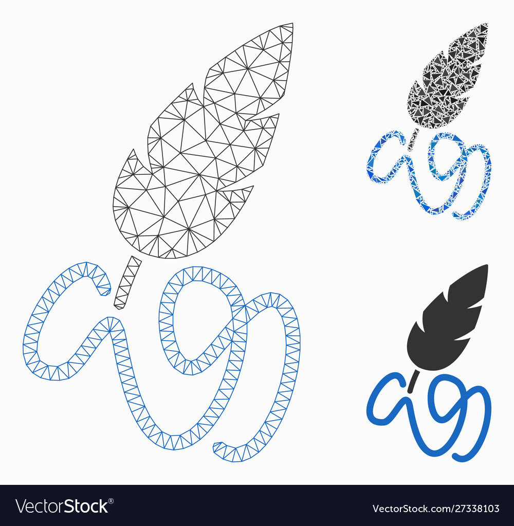 Writing feather mesh 2d model and triangle vector image Writing feather mesh 2d model and triangle