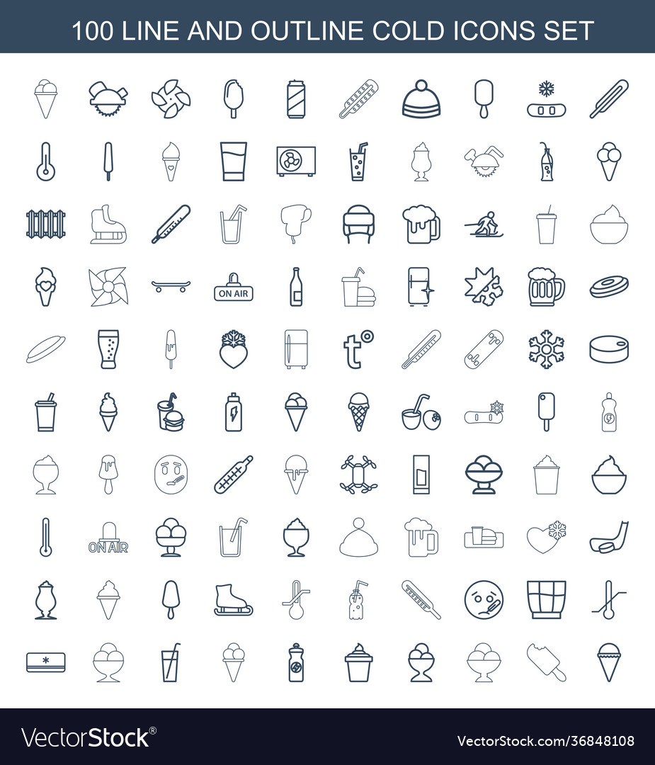 100 cold icons Royalty Free Vector Image - VectorStock