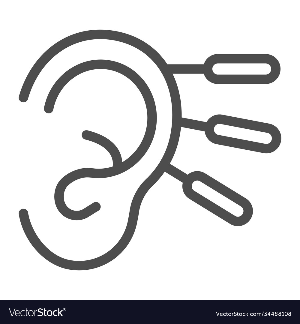 Acupuncture and human ear line icon alternative