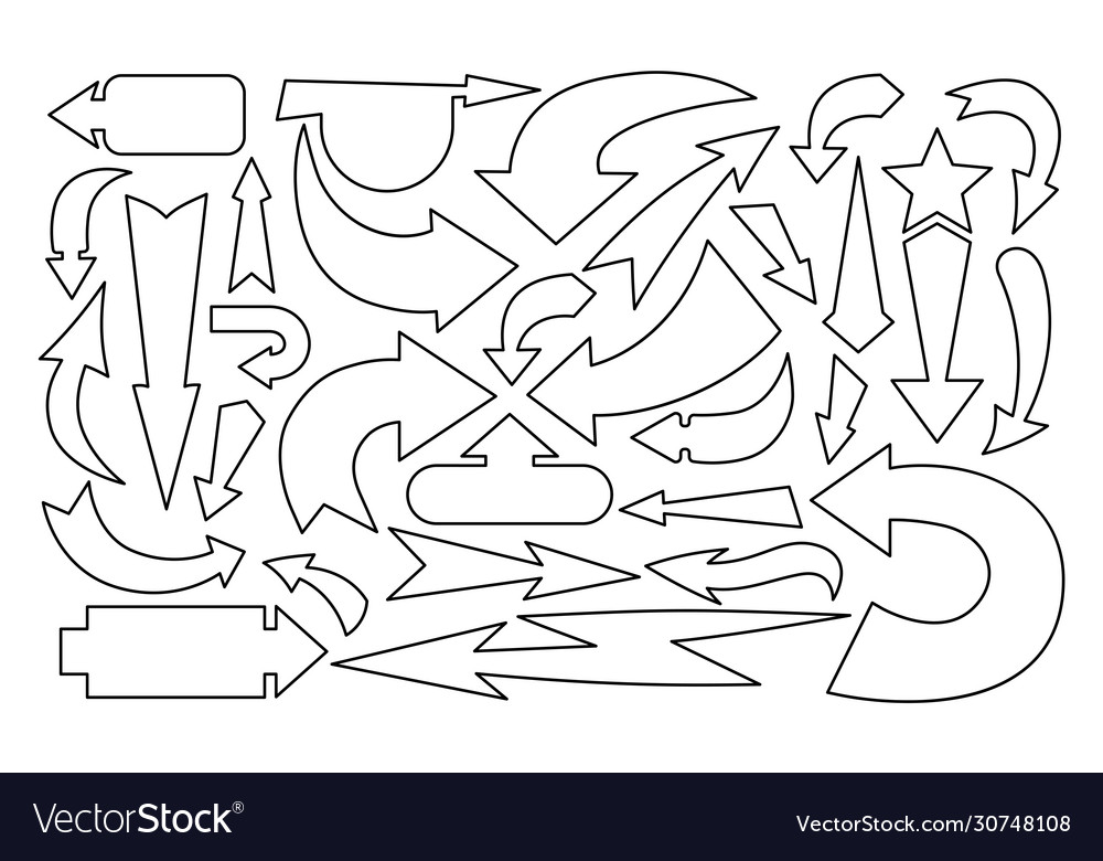 Arrow line set outline cursor sign simple vector image Arrow line set outline cursor sign simple