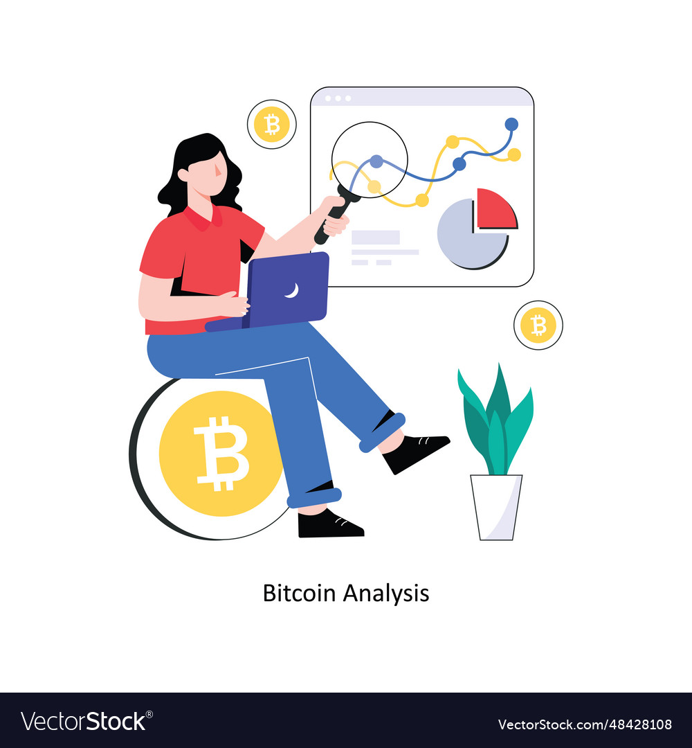 Bit coin analysis flat style design