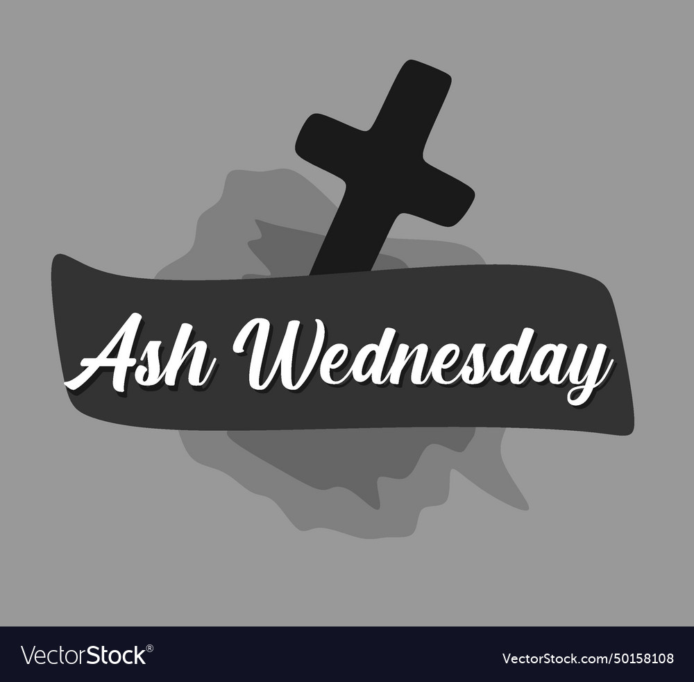 Celebrate ash wednesday with cross Royalty Free Vector Image