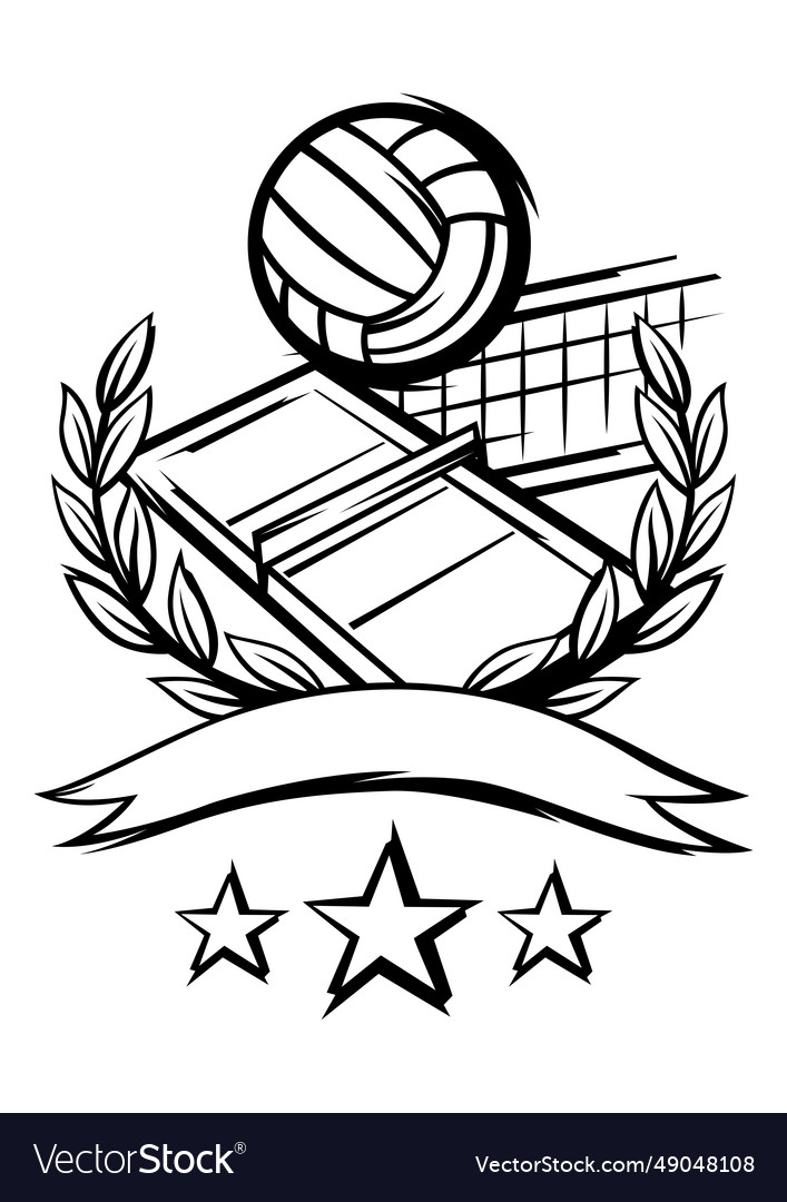 Emblem with volleyball symbols sport club label Vector Image