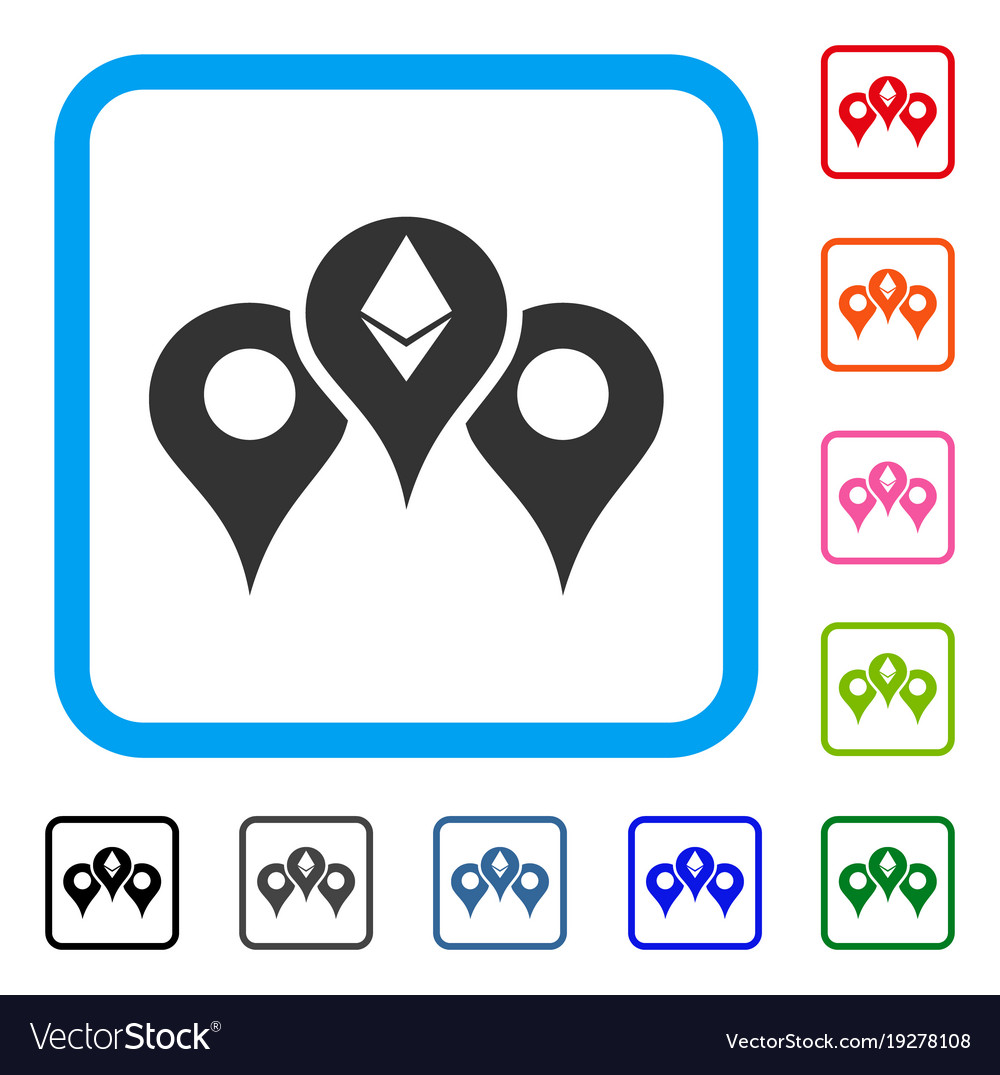 Ethereum map pointers framed icon