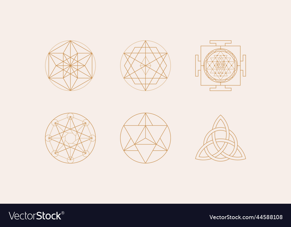 Flat design sacred geometry element set vector image Flat design sacred geometry element set
