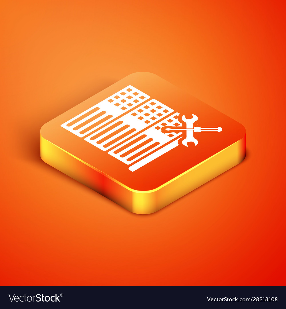 Isometric database server with screwdriver Vector Image Isometric database server with screwdriver